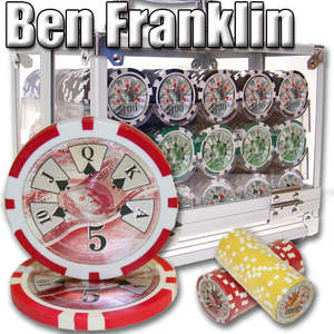 600 jetons de poker Ben Franklin avec support en acrylique jetons de jeu de haute qualité pour les joueurs professionnels - Product Image 5