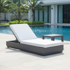 سرير شمسي عالي الجودة من فوشان داروين مع وسادة مريحة مقاومة للماء من الألومنيوم بجانب حمام سباحة منتجع صحي عالي الجودة للفندق للاستلقاء تحت أشعة الشمس في الهواء الطلق - Product Image 2