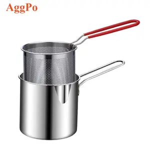 Mini Stainless Steel Fryer Pot,double layer Mini Frying Pot for Kitchen Cooking Frying