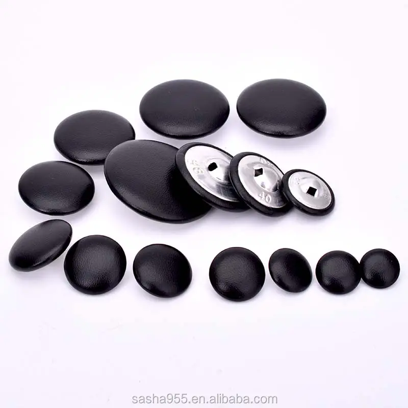 Black PU Leather Fabric covered button DIY Sewing Clothing Accessories High-grade Windbreaker Coat Sofa Soft covered buttons