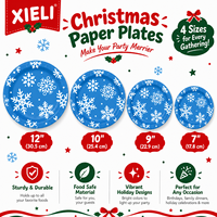 Piring Kertas Pesta Natal Produsen XIELI Indonesia Motif Kepingan Salju Selamat Natal Peralatan Makan Cetak Kustom