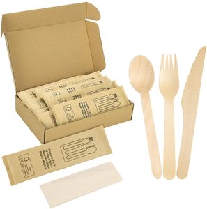 Fourchettes jetables en bambou, ustensiles biodégradables, 300 pièces, ensembles jetables, couverts en bois d'érable pour les voyages - Product Image 6