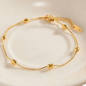 Fashion Women's <b>Anklet</b> - Electroplated 18K <b>Gold</b> Round Bead Stainless Steel Snake-shaped Chain <b>Anklet</b> - Product Image 4