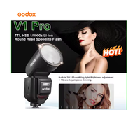 Flash pour appareil photo Godox V1 Pro TTL HSS, temps de recyclage de 1,5 s, tête ronde, lampe de modélisation LED intégrée, compatible avec Sony, Canon et Nikon