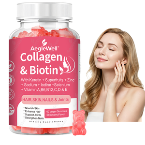 Gomitas Veganas de Colágeno AegleWell OEM ODM con Biotina, Queratina, Zinc, Vitaminas A y E, Suplemento de Belleza para el Cabello, la Piel, las Uñas y las Articulaciones - Product Image 1