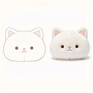 Nuevo Estilo 2026: Peluche de Gato Blanco Esponjoso, Adorable Almohada de Peluche Suave con Relleno de Algodón PP, Peluche Personalizable - Product Image 1