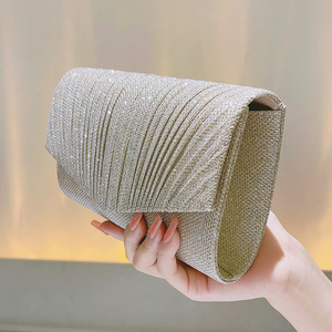 Women's Dinner <b>Clutch</b> Bag Solid Color Pleated Fashion All-match <b>Wedding</b> Suit Handbag Custom Wholesale Evening Party Bags - Product Image 5