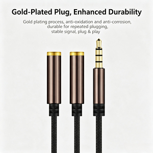 Splitter per Cuffie da <span class=keywords><strong>3</strong></span>,5mm, Cavo Audio 1 a 2, Splitter Stereo Aux Y Intrecciato in OFC, PVC per Telefono, Laptop, PC, Monitor, Lettore DVD - Product Image 2