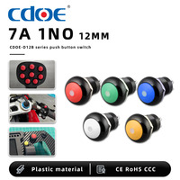 Pulsador LED de plástico impermeable 12mm, varios colores, 12-24V ip67 7A, para montaje en panel