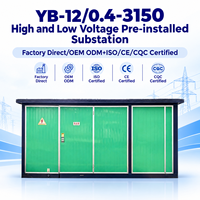 Poste de transformateur préfabriqué YB-12 12kV 3150kVA avec câblage personnalisé, type boîtier compact extérieur IP54 pour l'alimentation électrique