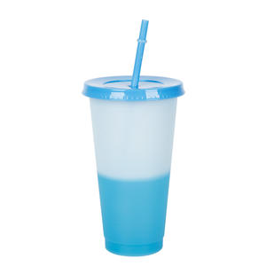 Vaso de Plástico PP de 24oz que Cambia de Color, Activado por Frío, Transparente, de Pared Simple, con Pajita, para Agua y Jugos - Product Image 6