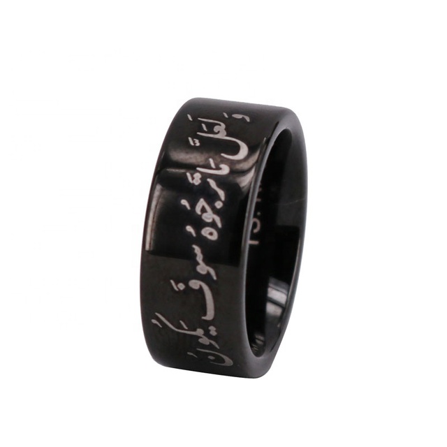 Free Custom Laser Engrave logo Black Tungsten Flat Ring