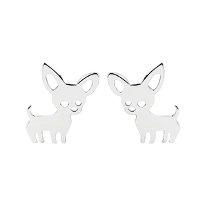 Aretes de Chihuahua Adorables en Aleación de Zinc con Baño de Oro Blanco, Joyería de Moda Unisex, Regalo con Forma de Animal - Product Image 1