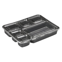 Boîte à lunch jetable rectangulaire moderne à six compartiments pour la restauration rapide, en plastique de qualité alimentaire avec couvercle épaissi, capacité 1800 ml, pour l'exportation