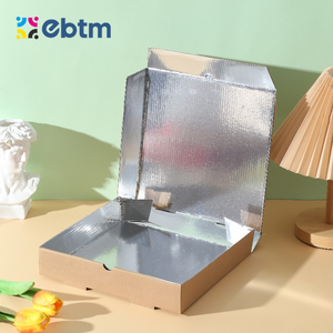 Boîte à pizza isolée en carton ondulé kraft brun noir avec feuille d'aluminium laminée, couleur personnalisée - 7/8/9/12 <span class=keywords><strong>pouces</strong></span> - Product Image 1