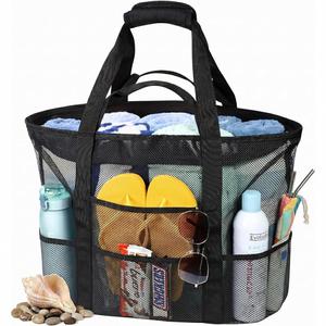 Sac de plage léger en maille pour femme, sans sable, en nylon, à ouverture supérieure, grande capacité, sac à bandoulière portable pour le voyage - Product Image 1