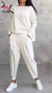 Conjunto de 2 piezas para mujer, informal, de verano y primavera, top sin mangas y pantalones a juego, trajes de viaje, chándal de punto para mujer - Product Image 6
