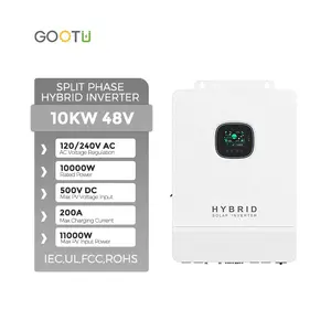 GOOTU 10KW家用太阳能系统逆变器110VAC 10KVA混合太阳能逆变器，带200A MPPT控制器