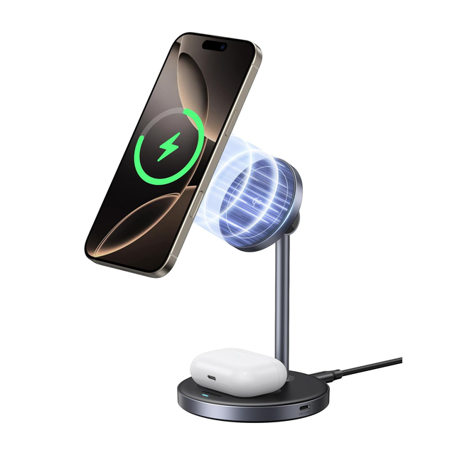 UGREEN Certified 15W 2-in-1 Magnetic Wireless Charging Stand, Fast Charging Station for iPhone