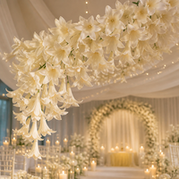 Têtes de fleurs de lys artificielles en PU réalistes, fabriquées à la machine, 2 tailles, blanches, pour décoration de plafond de mariage, artisanat DIY, vente en gros