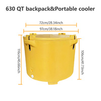 Glacière personnalisée de 630 litres pour l'agriculture de pêche pour le transport de stockage de fruits de mer pour les crevettes, le vin, les boissons et les aliments.