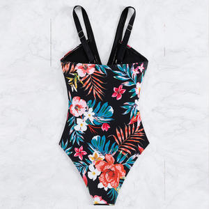 Ensemble de plage 2 pièces pour femmes imprimé floral personnalisé grande taille nouveau maillot de bain une pièce grande taille avec logo sur le devant - Product Image 3