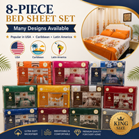 Vente en gros de linge de lit de luxe en microfibre imprimé, ensemble de 8 pièces, taille King