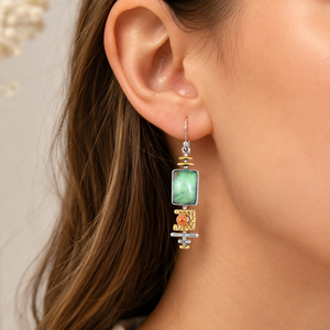 Orecchini Geometrici Retrò Creativi Multicolore con Tonalità Turchesi, Ornamenti Decorativi per Orecchie da Donna per Uso Quotidiano - Product Image 2