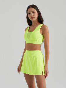 Vêtements de sport d'été pour femmes solide Yoga <span class=keywords><strong>Tennis</strong></span> costume respirant Spandex/Polyester taille haute minceur Figure-étreinte XXL - Product Image 6