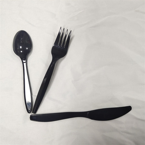 เซวิเช่พลาสติกสีดำสำหรับเด็กชุดเครื่องใช้บนโต๊ะอาหารแบบใช้แล้วทิ้ง6 9นิ้วชุดช้อนและส้อมใช้ในงานปาร์ตี้ - Product Image 5