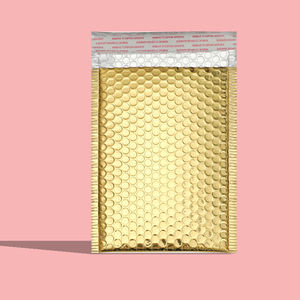 Film plaqué aluminium doré épaissi en gros, 15cm x 20cm + 4 sacs à bulles, sacs express, sacs d'emballage cosmétique - Product Image 1