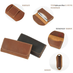 Sac de taille en cuir de vachette pour hommes avec <span class=keywords><strong>ceinture</strong></span> Petit étui <span class=keywords><strong>portable</strong></span> d'extérieur pour les yeux et IPhonepro Téléphone Couche supérieure Matériau - Product Image 5