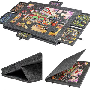 Nouveau feutre <span class=keywords><strong>Puzzle</strong></span> Table enfants <span class=keywords><strong>Puzzle</strong></span> <span class=keywords><strong>1000</strong></span> pièces Non-tissé <span class=keywords><strong>Puzzle</strong></span> Tapis 6 tiroirs Portable - Product Image 3