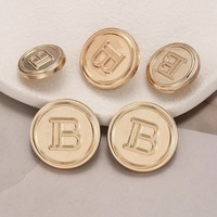 Bouton rond en alliage de zinc avec lettre B gravée pour blazer, tricot, pull, simple, polyvalent, décoratif