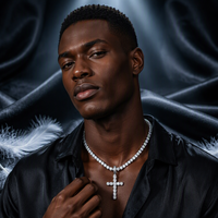 Collier pendentif croix en moissanite, chaîne tennis, entièrement pavé, en argent 925, style hip-hop, religieux, pour homme, bijoux personnalisés, cadeau