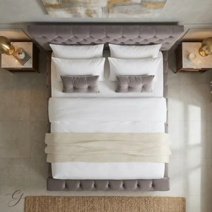 Base de Cama King Size de Terciopelo de Lujo, Moderna, Tapizada y Acolchada, con Cabecera y Soporte Resistente, <span class=keywords><strong>Mueble</strong></span> de Cama Doble - Product Image 1