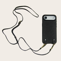 Étui de téléphone en cuir grainé personnalisé avec logo pour iPhone 17 Series, coque arrière OEM avec cordon détachable, vente en gros