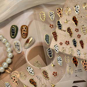 Pegatinas de <span class=keywords><strong>Uñas</strong></span> 5D Personalizadas TSZS con Estampado de Leopardo, <span class=keywords><strong>Vaca</strong></span> y Cebra, Adhesivas, Retro, con Patrón <span class=keywords><strong>Animal</strong></span>, Venta al Por Mayor - Product Image 2