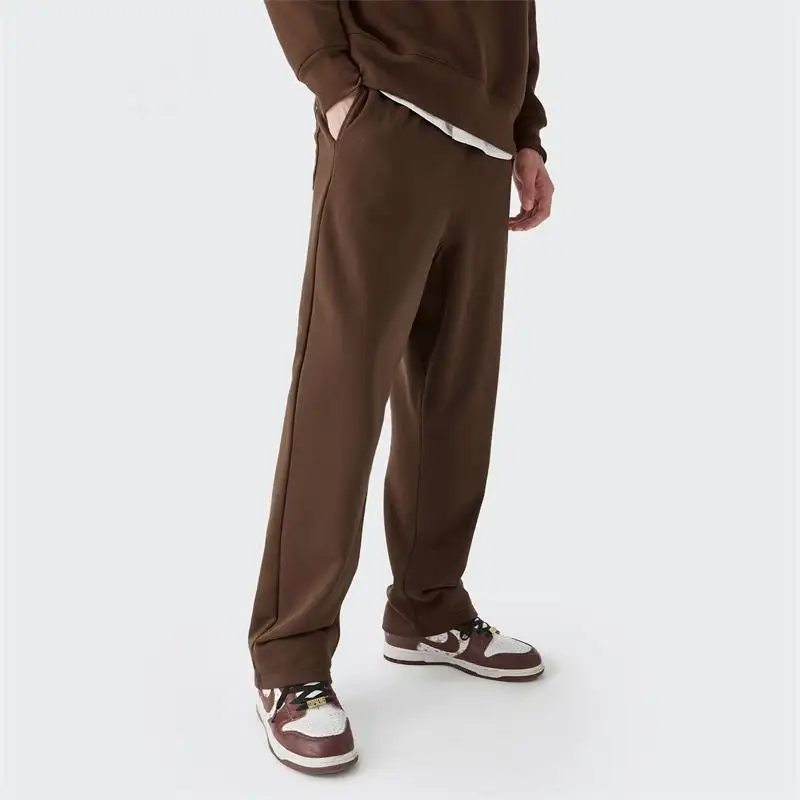 private label french terry cotton loose sweatpants trousers casual men wide leg grey sweatpants