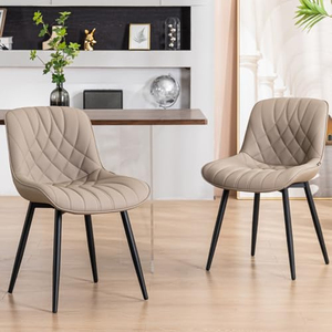 Chaises de salle à manger économiques en gros pour banquets et restaurants – Chaises de salle à manger modernes et minimalistes en tissu aspect lin matelassé à bas prix - Product Image 1