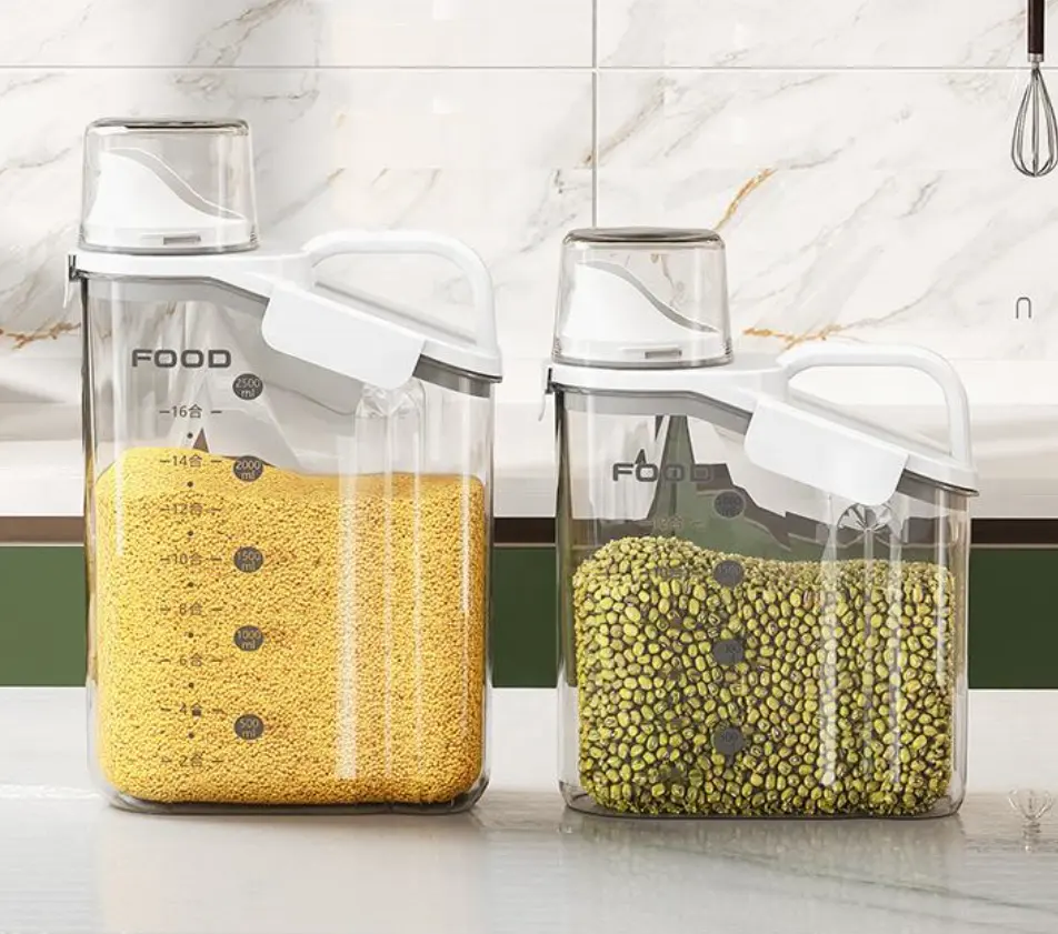 Recipiente de armazenamento de alimentos transparente à prova de umidade e insetos, tanque de grãos diversos selado para cozinha, armazenamento de alimentos secos
