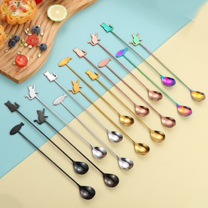 Cuchara de acero inoxidable 304, cuchara creativa con forma de pez y gato, cuchara para postre, cuchara para niños, cuchara para remover café con dibujos animados - Product Image 2