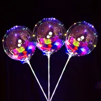 Sıcak satış 18 inç şeffaf bobo balon led balon lamba pil kutusu ve sopa parti dekorasyon veya oyuncak