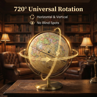 Globe terrestre rotatif antique de 8 pouces en plastique avec support métallique, 720°, décoration de bureau et de maison, certifié CE ROHS