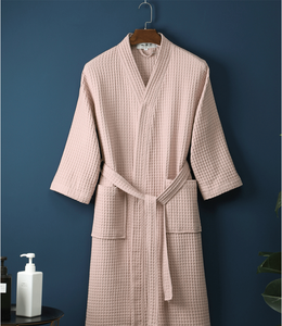 Peignoir de bain en tissu gaufré léger de luxe en gros, manches longues, peignoir de spa pour femmes - Product Image 4