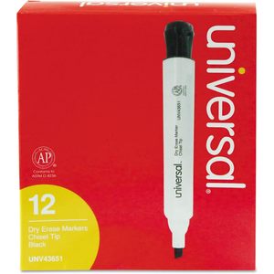 Paquete Universal de 12 Marcadores de Borrado en Seco 43651, Negros con Punta Biselada, Material Plástico para Uso Escolar, para Pizarra Blanca - Product Image 5