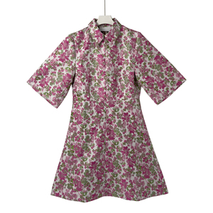 Floral Print Dresses for Women Clothing Manufacturers Custom Online <strong>Bulk</strong> Buying High Quality Short Sleeve A-line Elegant Dress - Product Image 1
