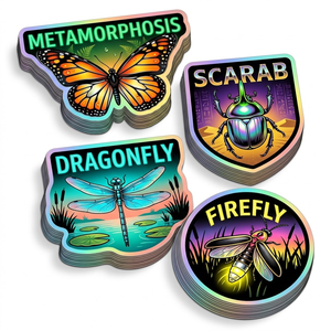 Adesivi Olografici Personalizzati a Forma di Insetti, Impermeabili, in Vinile Arcobaleno, per Amanti dell'Entomologia - Product Image 1