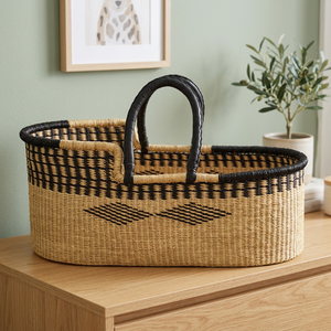 Handmade Natural Wicker Hanging Baby <b>Changing</b> Basket Colorful Woven Eco-Friendly Storage for Infants Wardrobe and Bathroom Use - Product Image 1