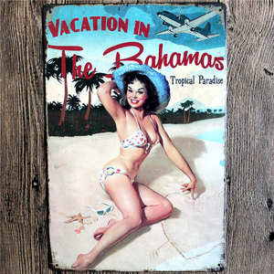 Playa Vintage Metal pared placas decorativas de la lata de café Bar Club garaje decoración hogar Decoración 20x30 cm - Product Image 3